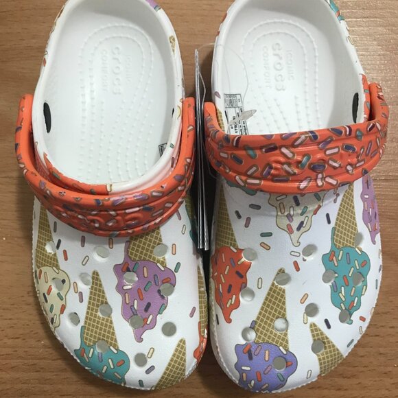 NWT Crocs Kids Girls Shoes Ice Cream Clogs, Slip On Shoes 11 12 13 - Picture 3 of 3